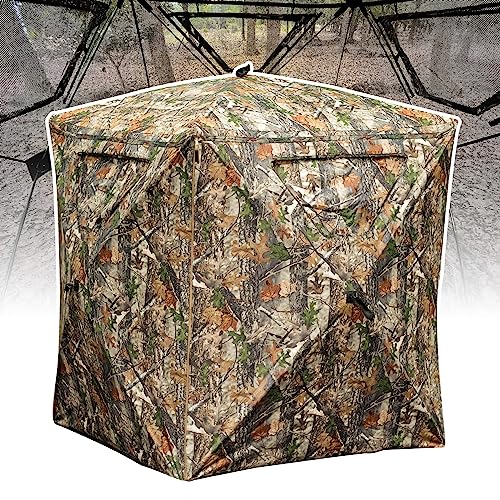 2 Person Hunting Blind with 360° See-Through Mesh - Portable & Durable Ground Hide