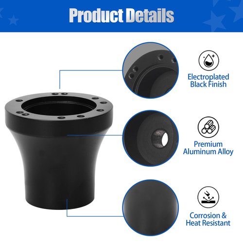 NOKINS EZGO Golf Cart Steering Wheel Adapter, EZGO Steering Wheel Adapter for EZGO TXT and EZGO RXV Models Wheel (Black)