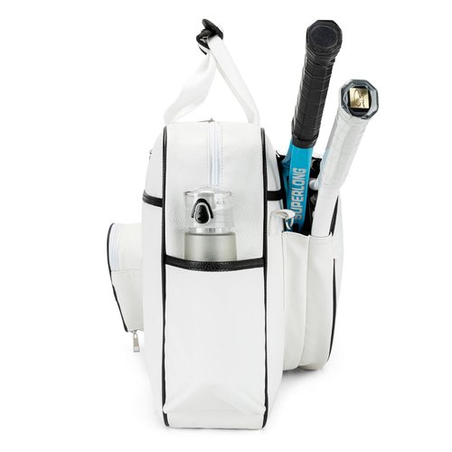 EDERAR Tennis Bags Leather Tennis Racket Bag Women Tennis Tote Bag PU Sport Handbag Waterproof Lightweight Badminton Racket Shoulder Bag For 2 Rackets With Removable Shoulder Straps Outdoor (White)