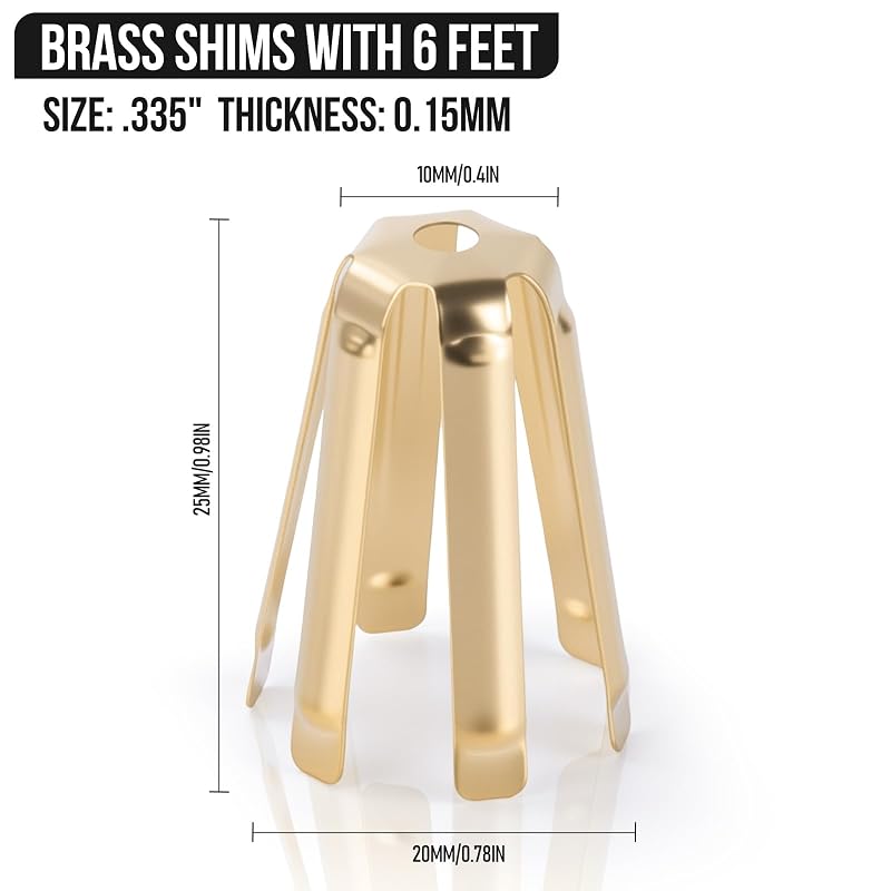 Brass Golf Shaft Adapters Set – 10 Pieces Universal Shims for .335/.350/.355/.370 Shafts