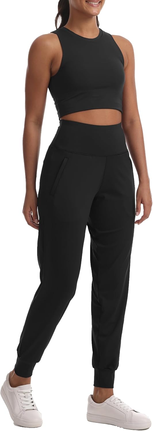 Skiennix Women's Joggers - Lightweight High-Waisted Athletic Pants with Pockets for Yoga & Gym
