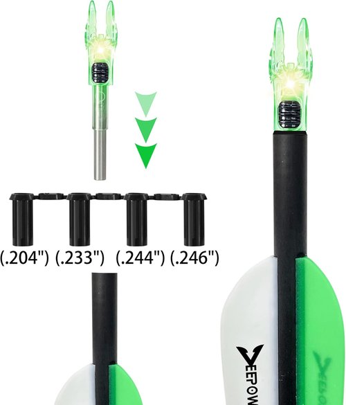 DEEPOWER Lighted Nocks for Arrows - 4/9 PCS with ON/OFF Switch | Fits .165-.246 Inch Diameters