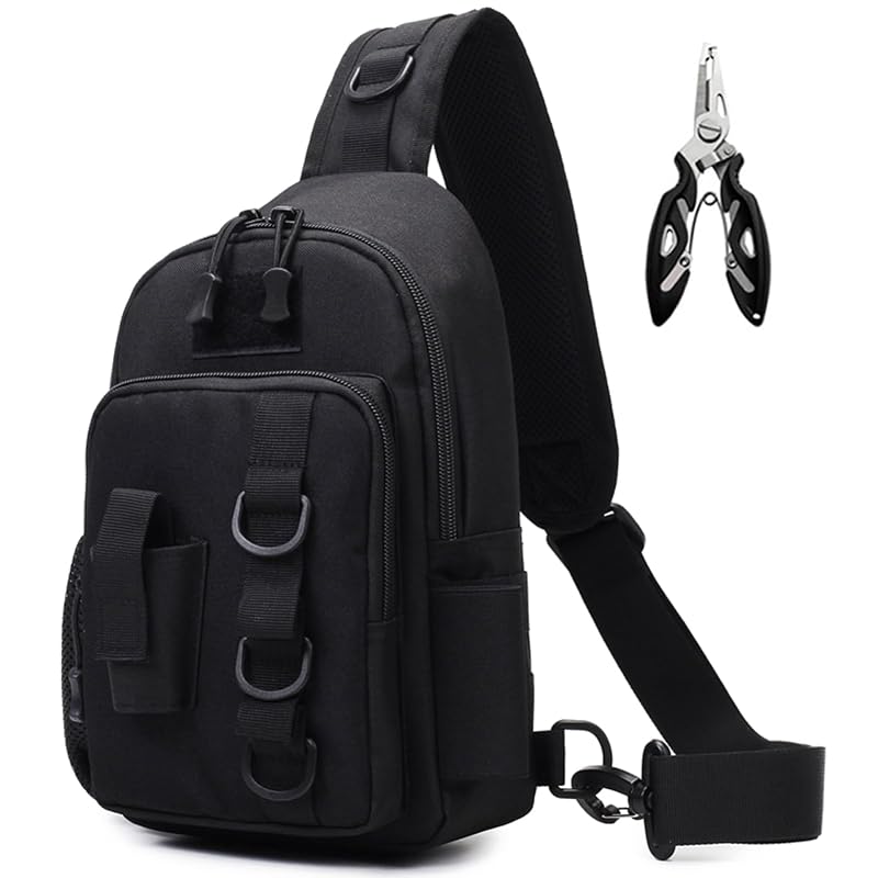 Fishing Sling Bag - Small Tackle Storage with Rod Holder (Black) – Ydmpro Variation