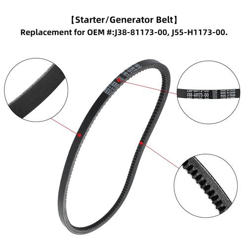 Roykaw Golf Cart Drive Belt Generator Starter Belt Compatible with Yamaha G29 2007-2014 Gas Model, OEM# JW1-G6241-00, JW1-G6241-10, J55-H1173-00, J38-81173-00