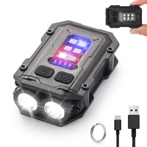 stvono Mini EDC Flashlight, Small Powerful Keychain Flashlight with Sidelight, High Lumens 800lm, USB-C Rechargeable, Keychain Light with Clip - 8 Mode, IPX4 Waterproof, for Hiking, Running, Black