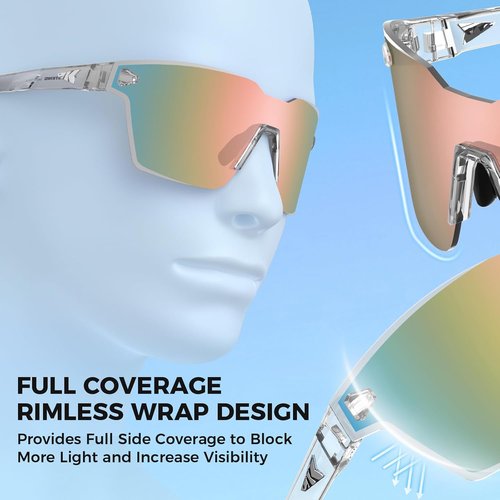 KastKing Tarkio Polarized Fishing Sunglasses - Large Rimless Design with UV400 Protection