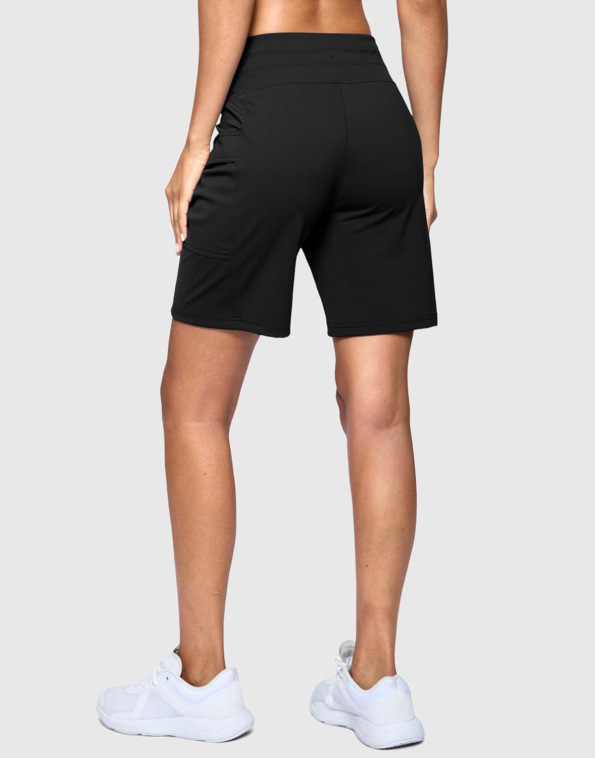 Skiennix Women's Athletic Hiking Shorts - High-Waisted, Stretchy Bermuda with Side Pockets, 7" Length