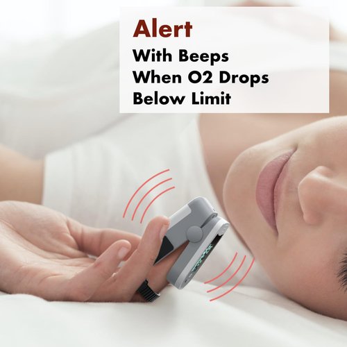 EMAY Sleep Oxygen Monitor - Track Blood Oxygen Levels & Pulse Rate Overnight | Built-In Recording & Sleep Report