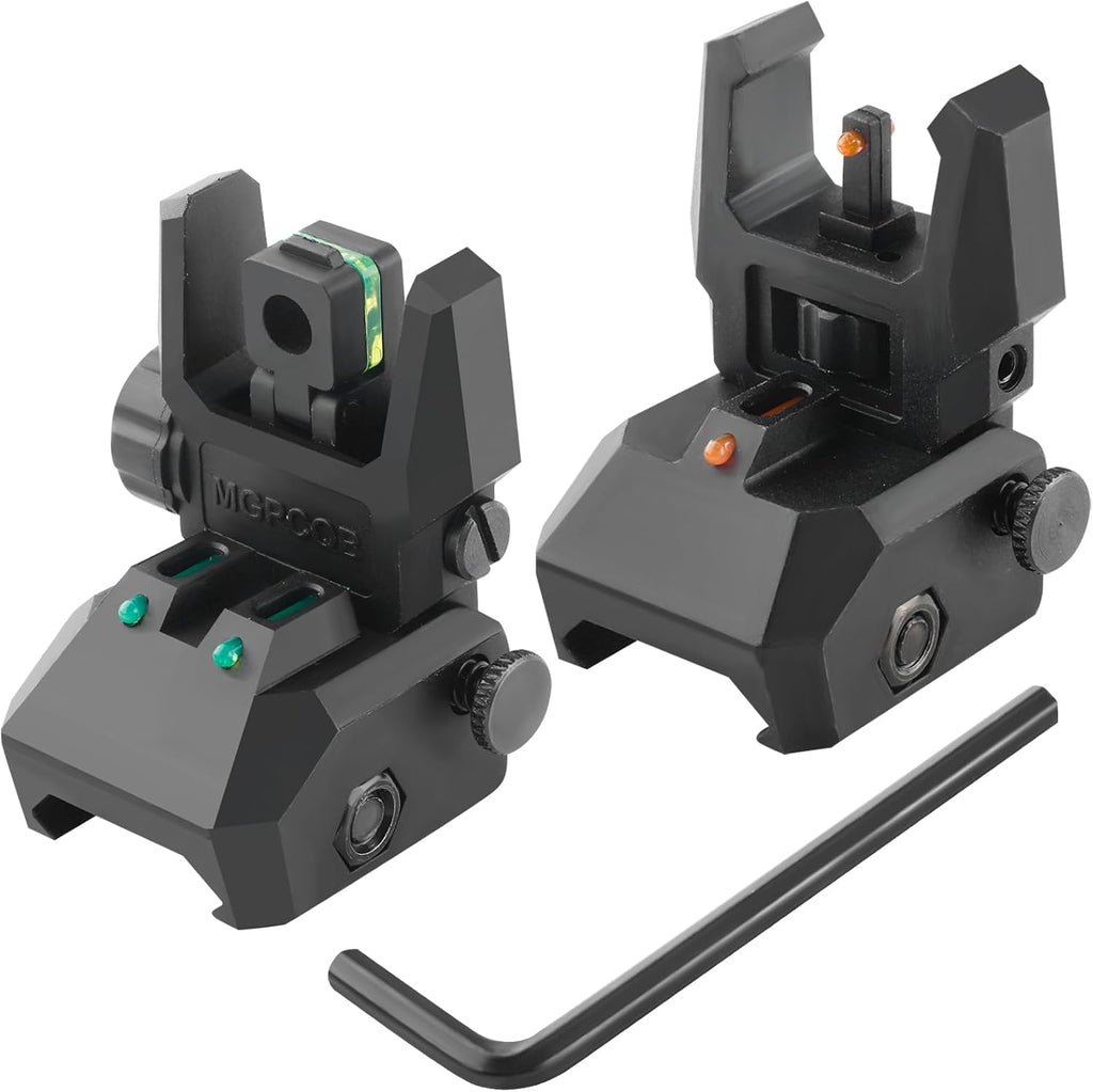 ZBULAR Fiber Optic Sights - Tool-Free Adjustable Flip-Up Front & Rear Backup Sights | Green & Red Dots