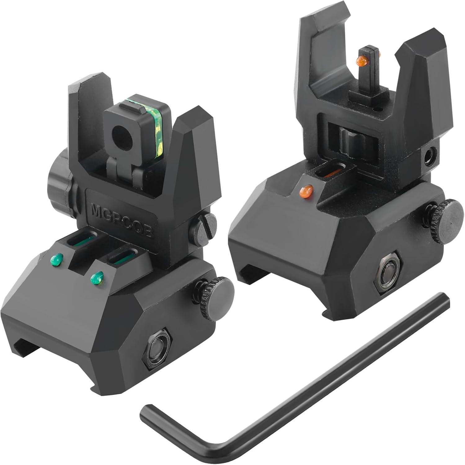 ZBULAR Fiber Optic Sights - Tool-Free Adjustable Flip-Up Front & Rear Backup Sights | Green & Red Dots