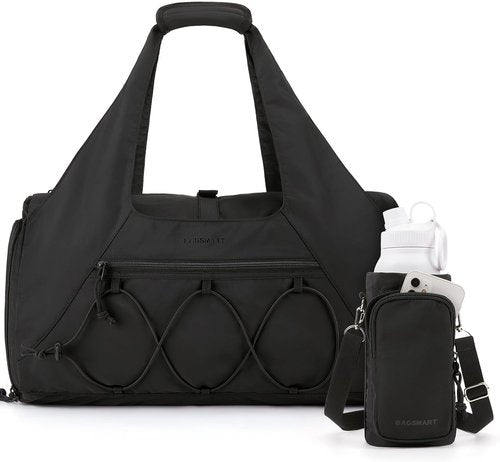BAGSMART Gym Bag - Lightweight Duffel with Shoe Compartment & Wet Pocket for Yoga | Black