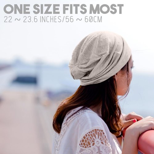 CHARM Mens Summer Linen Beanie - Slouchy Lightweight Knit Hat Slouch Cap Casualbox White