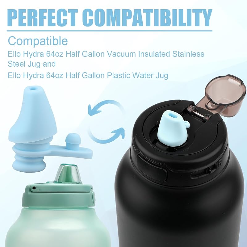 4-Pack Bite Valve Replacements for Ello Hydra 64oz Stainless Jug