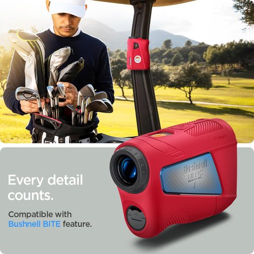 Spigen Golf Silicone Fit Rangefinder Case Designed for Bushnell Rangefinder Tour V6 Shift Protective Cover Carrying Case Golf Rangefinder Accessories - Red