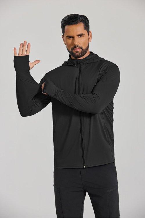 COOFANDY Men's UV Protective Hoodie Shirt UPF 50+ Full Zip for Outdoor Running Hiking