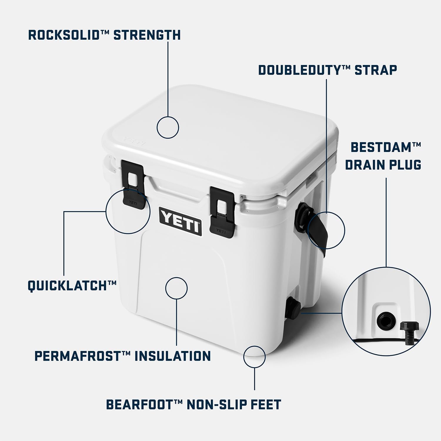 YETI Roadie 24 2.0 Hard Cooler - Durable Design with DoubleDuty Shoulder Strap & Drain Plug
