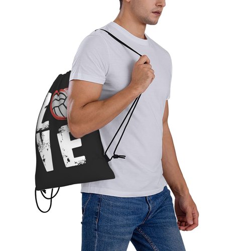 AIMASTZ Love Volleyball Unisex Drawstring Backpack Bag Sport Gym Travel Swim Sackpack
