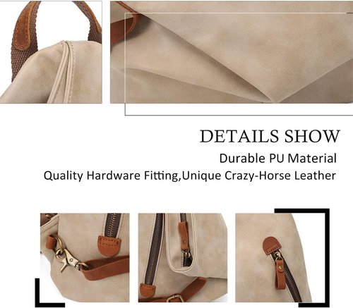 KL928 PU Leather Vintage Backpack - Large Casual Daypack for Outdoor Travel & Hiking