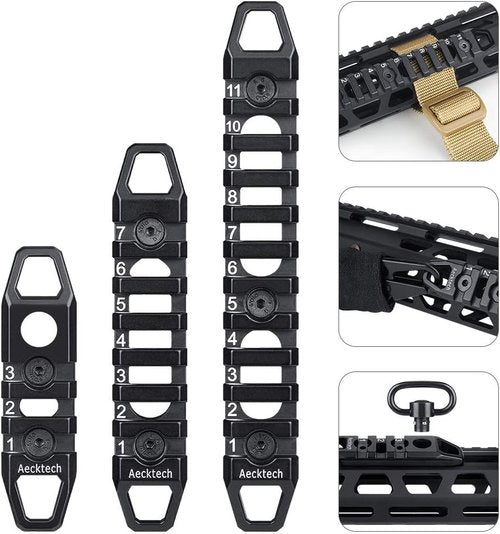 Aecktech Aluminum Rail Section Accessories - Compatible with MMlocks/KKeymods | 3-Slot, 7-Slot, 11-Slot Options