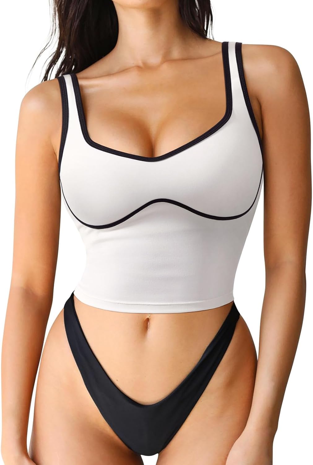 SUUKSESS Sports Bra - Sweetheart Neckline Padded Workout Crop Top for Women | Comfortable Fit