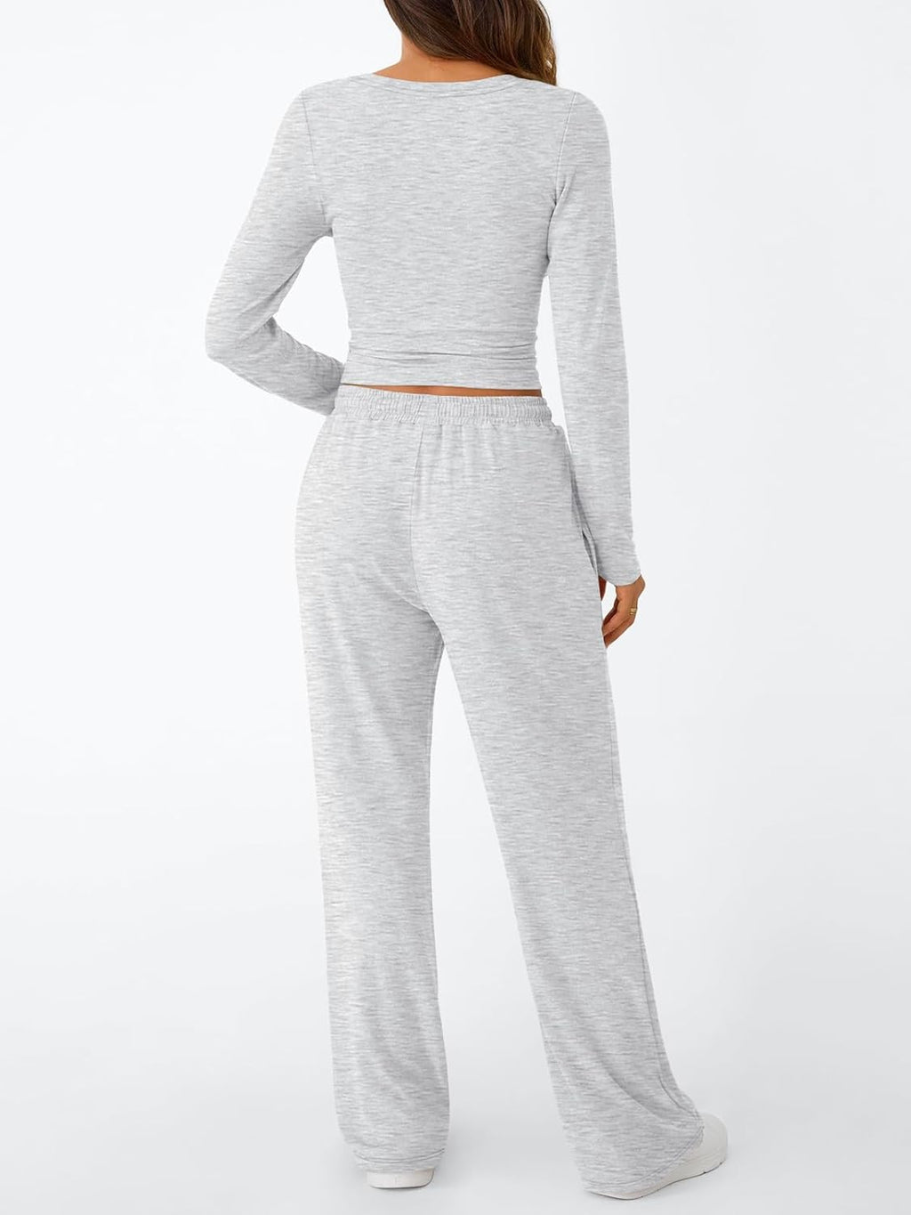 Trendy Queen Women's 2-Piece Lounge Set - Long Sleeve Top & Wide Leg Pants with Pockets
