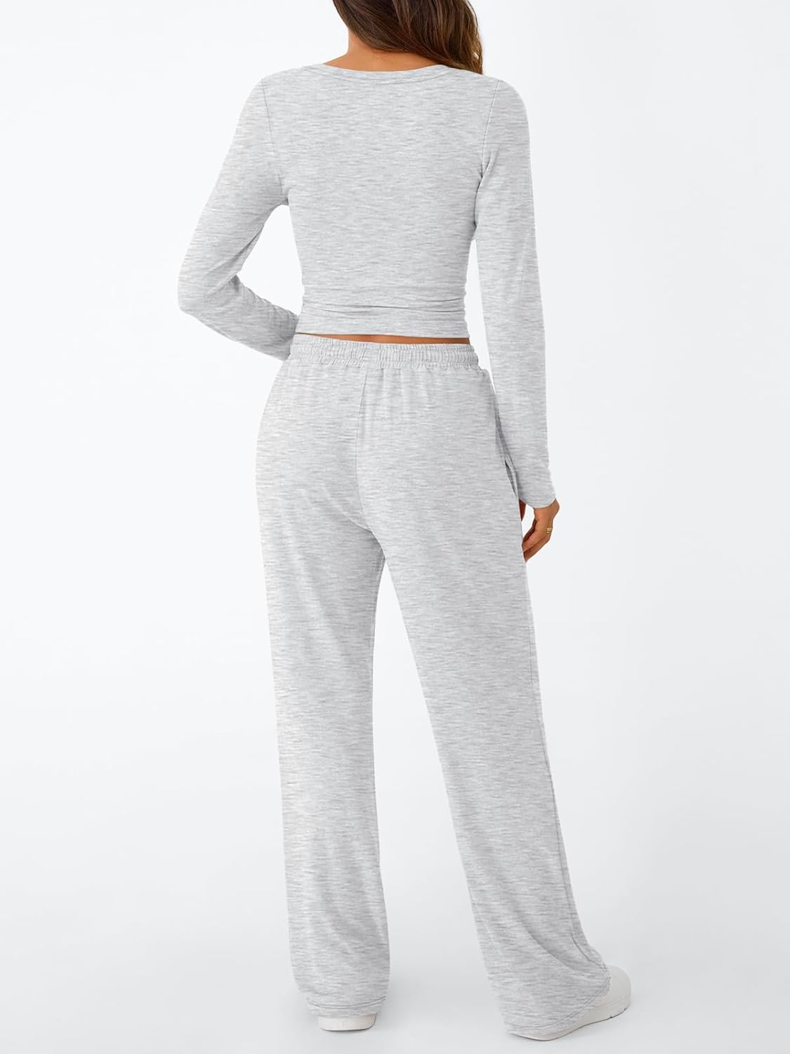 Trendy Queen Women's 2-Piece Lounge Set - Long Sleeve Top & Wide Leg Pants with Pockets