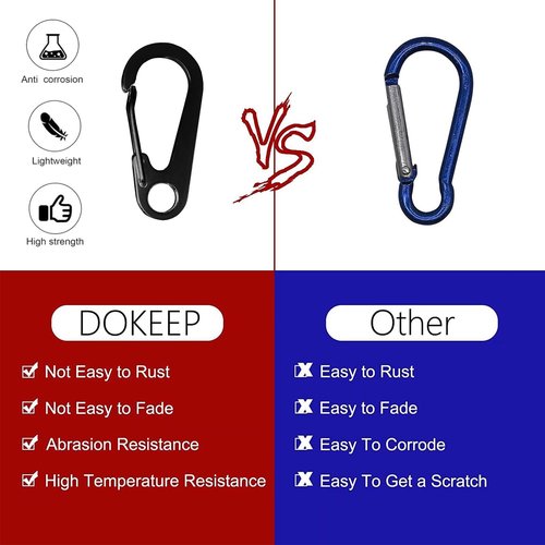 DOKEEP 10PCS Black Dog ID Tag Clips Holder 1.77 Inch Mini Custom Quick Release Hooks EDC Stainless Steel Heavy Duty Carabiner Spring-Load Hook for Dog Cat Collars Harnesses Leash (1.77 Inch)