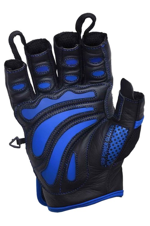 Elite Leather Gym Gloves – Grip & Comfort Design for Weightlifting, Powerlifting, Bodybuilding & Strength Training Workouts for Men & Women (Blue, Large)