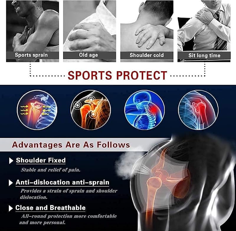 AIRE Shoulder Brace for Men & Women - Adjustable Recovery Support, Rotator Cuff Pain Relief, Black, One Size