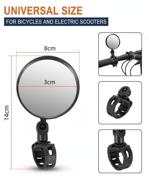 2 Pcs Bike Mirrors HD Glass Adjustable Rotatable Handlebars Bicycle Mirrors Scratch Resistant Convex Mirror for Mountain Road Bikes Easy to Install