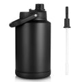 Sursip 1 Gallon Insulated Water Jug wtih Straw, Stainless Steel Large Sports one Gallon Water Bottle for Travel, Hiking, Camping 128 oz(Black)