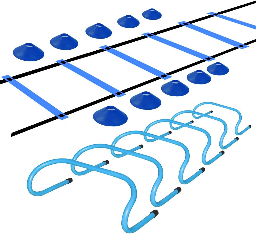 TNZMART Agility Ladder Set - Adjustable Rungs with 10 Plastic Training Cones for Enhanced Performance