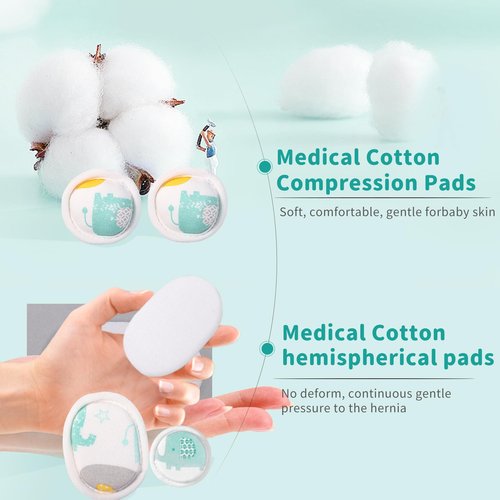 Lvyeyung Umbilical Hernia Belt Kit for Baby, Baby Belly Button Band, Hernia Belt with 4 Compression Pads and 3 Navel Patches, Infant Abdominal Binder Set, Umbilical Cord Cover for Newborn(S Pattern Green)