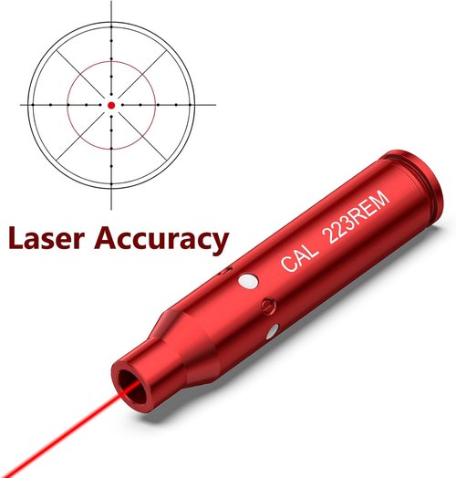 EZshoot Bore Sight Laser - Precision Red Laser Boresighter for 9mm, .223, .30-06, & More | Extra Batteries Included
