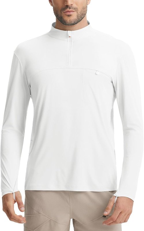 Baleaf Men's Long Sleeve Sun Shirt - Quick Dry UV Protection | Lightweight 1/4 Zip Hiking & Running Top