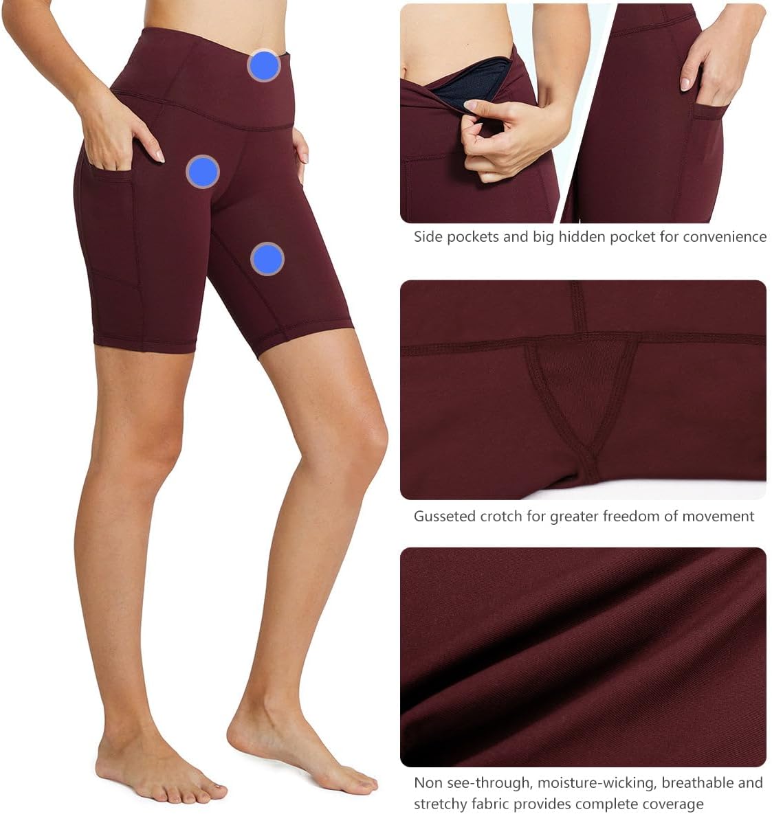 Baleaf Women's High Waist Biker Shorts - Comfortable Spandex with Pockets | 8", 5", 3" Sizes