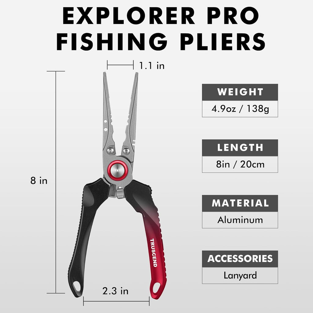 TRUSCEND Fishing Pliers - Lockable Multi-Function Tool with Ergonomic Handle & Teflon Coating
