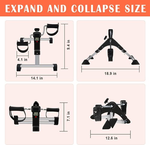 GOREDI Under Desk Exercise Bike Pedal Exerciser, Fully Assembled Pedal Exerciser for Seniors, Foldable Mini Exercise Bike for Office Fitness with LCD Display, Peddler Exerciser for Arm & Leg 202519