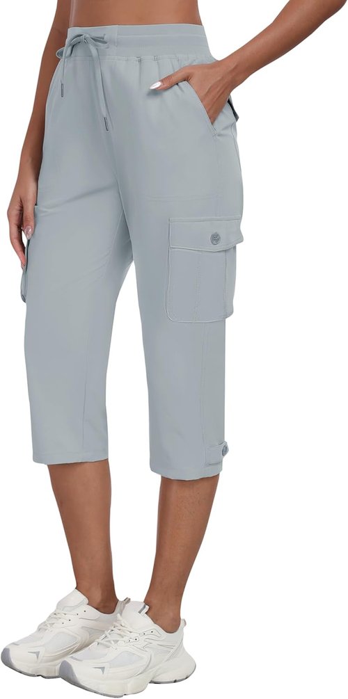 MoFiz Women's Cargo Capris Pants - Lightweight Quick-Dry Travel & Hiking Pants | Summer Style