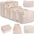 BAGAIL Packing Cubes - 8 Set Luggage Organizers for Travel Accessories | Cream Color