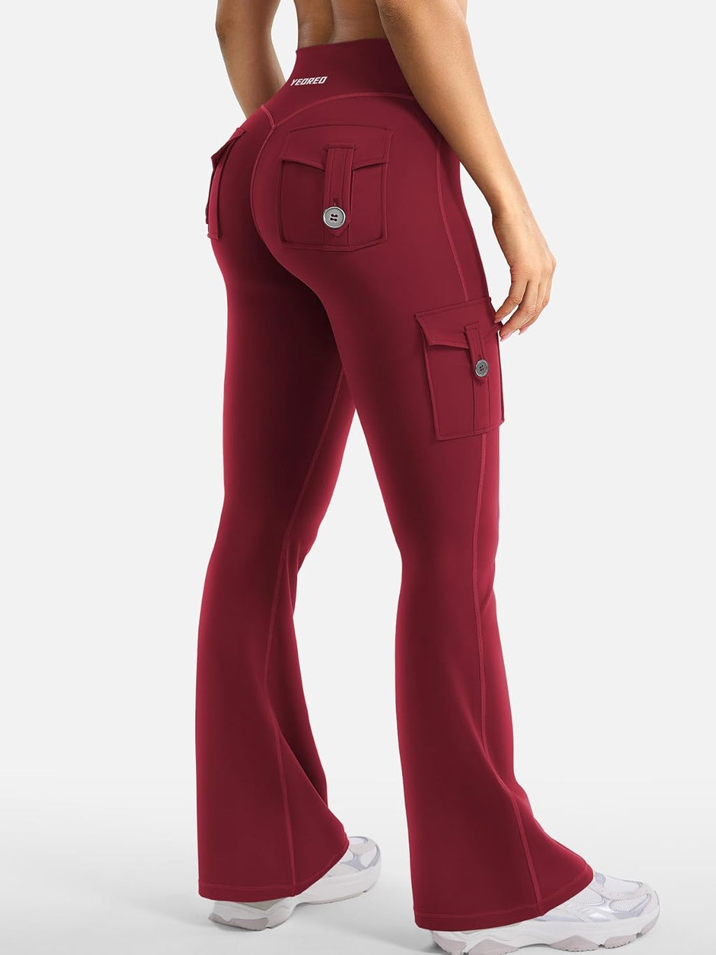 YEOREO CoreFlex Women's High-Waisted Flare Leggings - Hidden Pockets & Scrunch Design, Perfect for Gym & Yoga