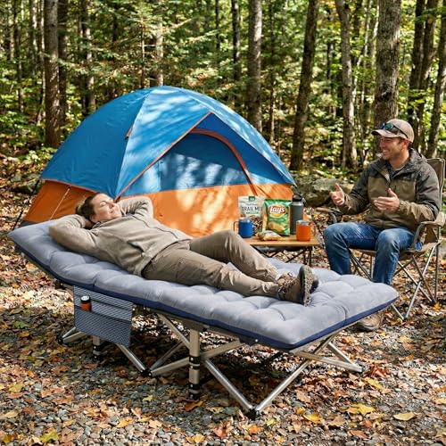 Aboron XXL Folding Camping Cot for Adults with Mattress - Graphite Gray Variation