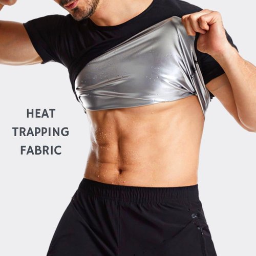 Nano Hertz Sauna Sweat Suit - Weight Loss Shapewear Top for Men | Short Sleeve Workout Vest