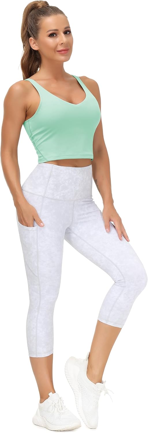 The Gym People Longline Sports Bra - Wirefree Padded Design for Medium Support
