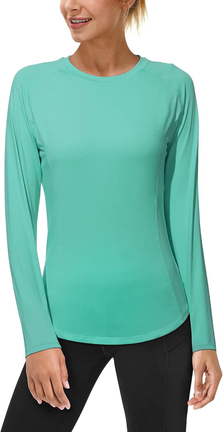 Roadbox Women's UV Sun Protection Long Sleeve Workout Rash Guard - UPF 50+ Swim Top