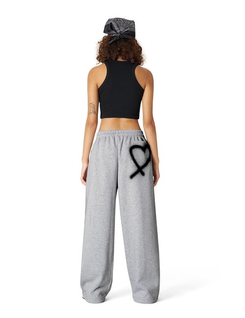 Aelfric Eden Wide Leg Sweatpants Women Baggy Graffiti Heart Lounge Pants with Pockets Grey Small