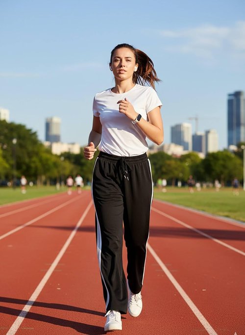 Acelitt Women's Track Pants - Loose Wide Leg Jogging Sweatpants with Side Stripes | Athletic Comfort