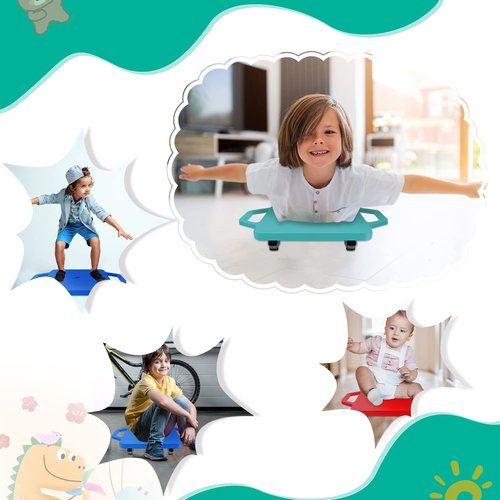 Tujol 4 Pack Sports Floor Scooter with Handles, Sitting Scooter Board for Kids, Age: Over 6 Years Old