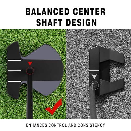 PGM Zero Torque Golf Putter for Men & Women Right Handed 34 Inch Black - Stable and Accurate