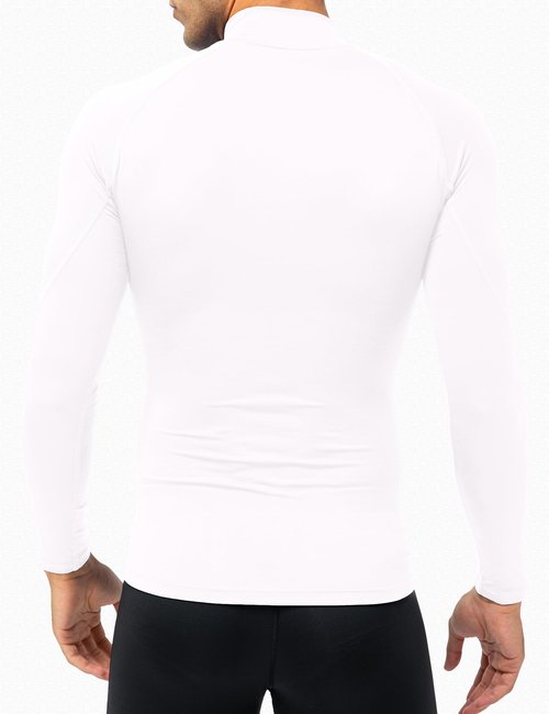 SPVISE White Long Sleeve Turtleneck Compression Shirt Men Football Undershirts Cool Dry Spandex Workout Running Sports Tops